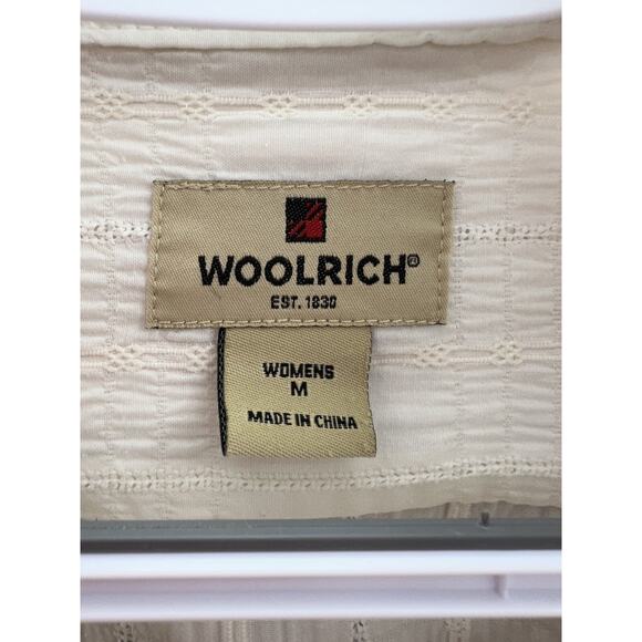 Woolrich Womens Shirt Size Medium Ivory Floral Long Sleeve Button Up Collared - Picture 7 of 12